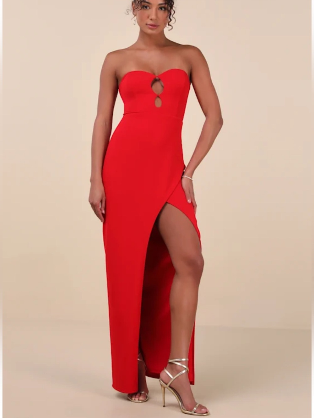 NWT Kaori Red Cutout Strapless Tulip Maxi Dress red size XS